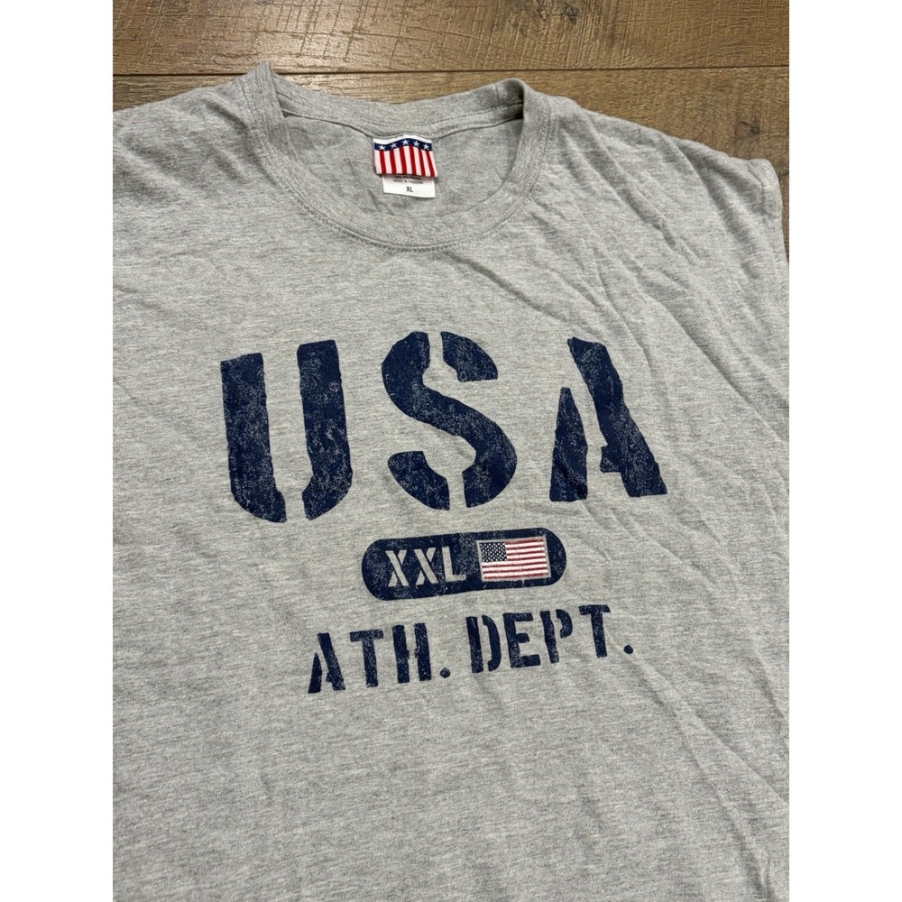 Vintage USA Ath. Dept. Distressed Grunge Graphic Sleeveless Tee Tank Top Grey XL - Picture 2 of 7